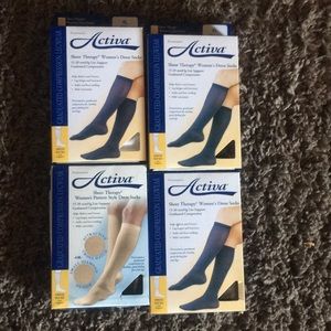 4 pair NEW Activa Women's Dress Compression Socks 15-20 mmHg Sheer Therapy Lite